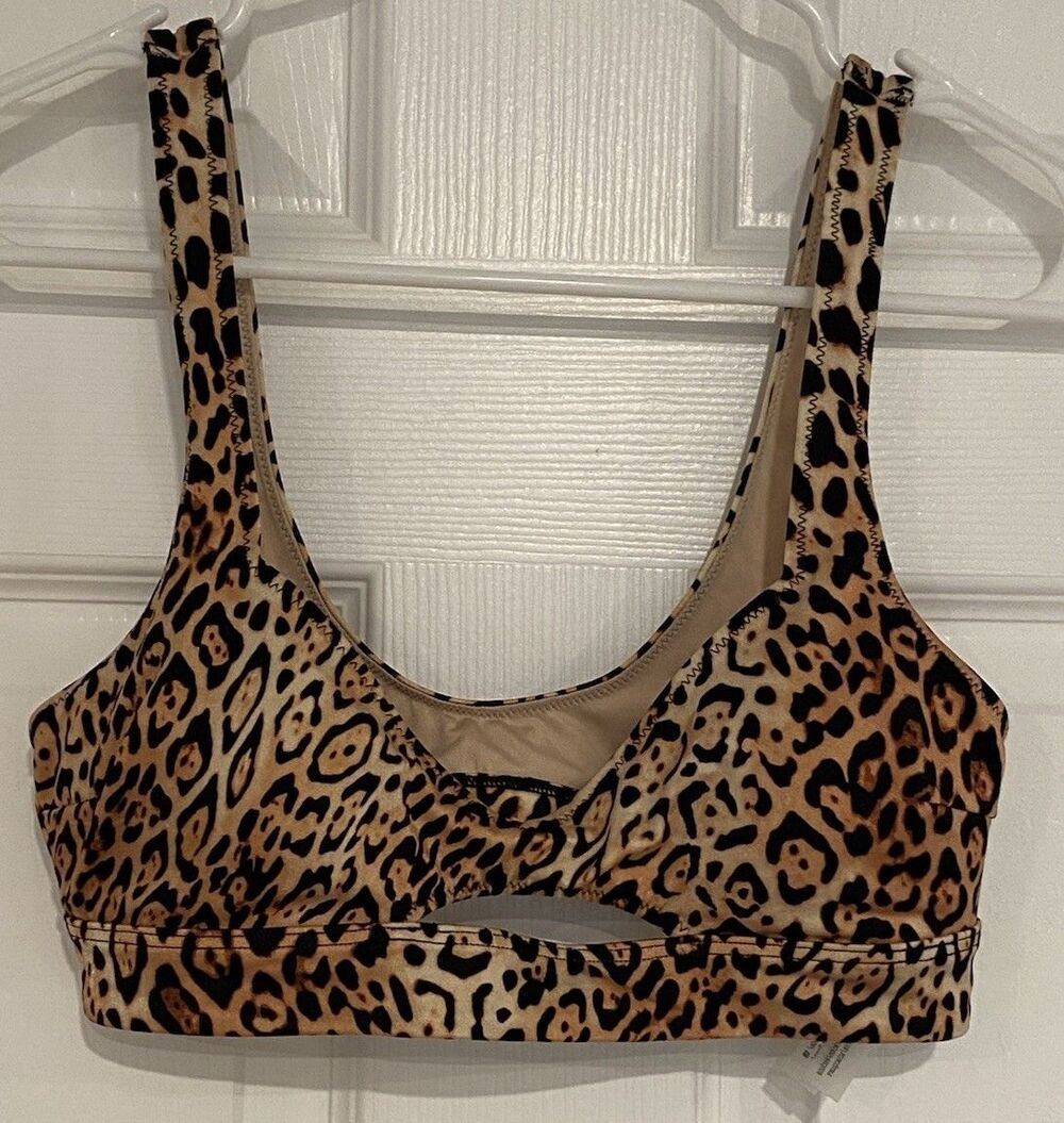 Victorias Secret Small Orange Bikini Top Padded Wide Strap Pullover Jungle New